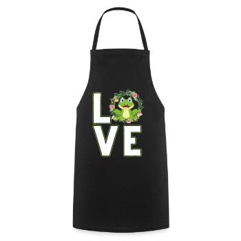 Frosch mit Frosch Liebe und lustige Sprüche - Kochschürze - Schwarz - Vorne - AI Model Male 185 dark (185cm)