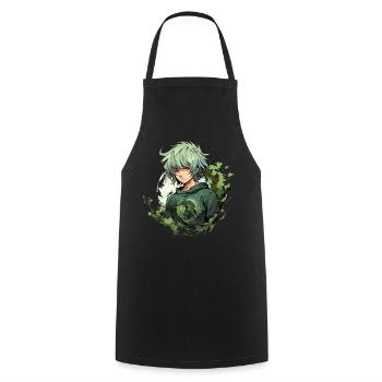 Manga Design - Kochschürze - Schwarz - Vorne - AI Model Male 185 dark (185cm)