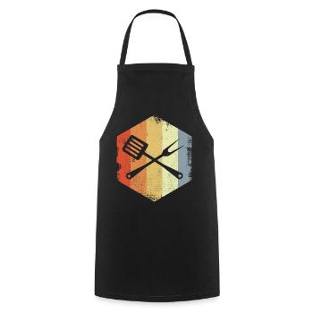 Retro Cooking Utensils - Cooking Apron - black - Front - AI Model Male 185 dark (185cm)