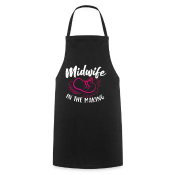 Infirmière Sage-femme Accoucheuse Étudiante - Tablier de cuisine - noir - Devant - AI Model Male 185 dark (185cm)