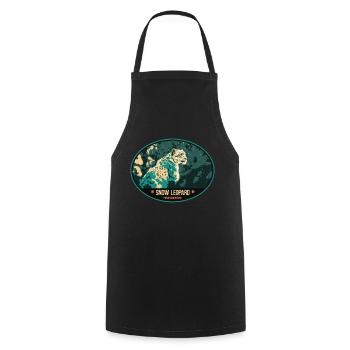 Snow Leopard illustration patch - Cooking Apron - black - Front - AI Model Male 185 dark (185cm)