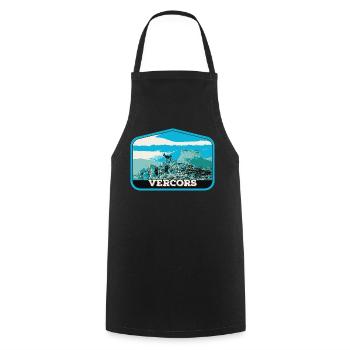 Chamois and Vercors Landscape: Alpine Nature - Cooking Apron - black - Front - AI Model Male 185 dark (185cm)