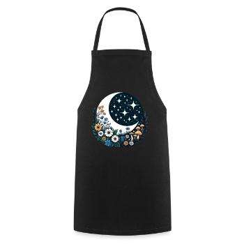 Moon Mushrooms Cottagecore Flowers Night Goblincore - Cooking Apron - black - Front - AI Model Male 185 dark (185cm)