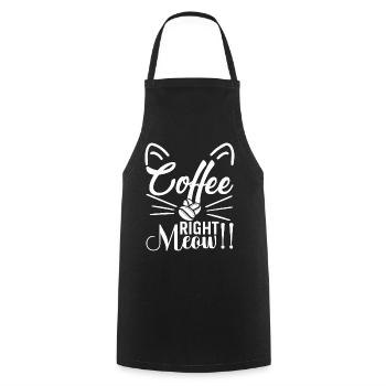 Kaffee... Genau Miau!! - Kochschürze - Schwarz - Vorne - AI Model Male 185 dark (185cm)