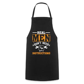 Les vrais hommes n’ont pas besoin d’instructions - Tablier de cuisine - noir - Devant - AI Model Male 185 dark (185cm)