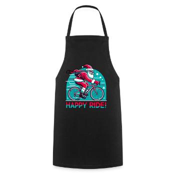 Happy Ride Chrsitmas St. Nicholas on the road bike - Cooking Apron - black - Front - AI Model Male 185 dark (185cm)
