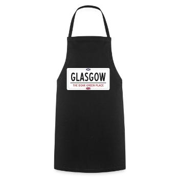 Glasgow Ortsnamensschild - Kochschürze - Schwarz - Vorne - AI Model Male 185 dark (185cm)