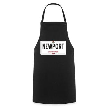 Newport town sign - Cooking Apron - black - Front - AI Model Male 185 dark (185cm)
