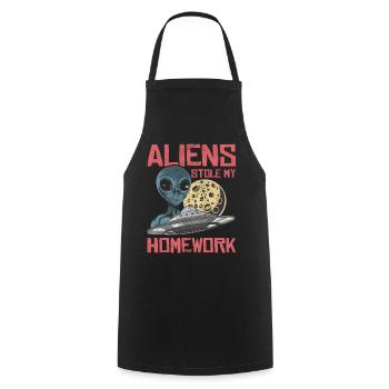 Alien, OVNI, UAP, Espace, Objet volant de l’espace - Tablier de cuisine - noir - Devant - AI Model Male 185 dark (185cm)