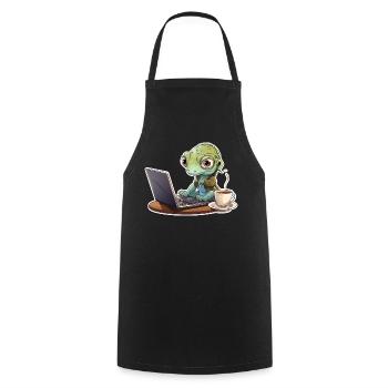 Gecko Home Office Coffee Laptop Funny Shirt - Cooking Apron - black - Front - AI Model Male 185 dark (185cm)