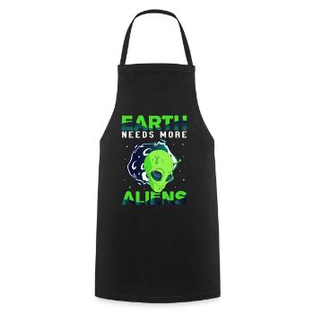 Alien, OVNI, UAP, Espace, Objet volant de l’espace - Tablier de cuisine - noir - Devant - AI Model Male 185 dark (185cm)