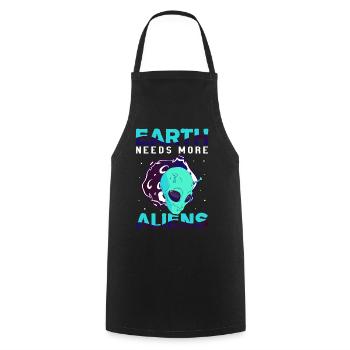 Alien, OVNI, UAP, Espace, Objet volant de l’espace - Tablier de cuisine - noir - Devant - AI Model Male 185 dark (185cm)