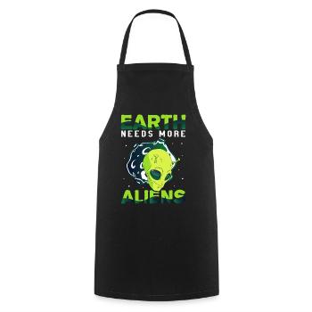 Alien, UFO, UAP, Space, Weltraum Flugobjekt - Kochschürze - Schwarz - Vorne - AI Model Male 185 dark (185cm)