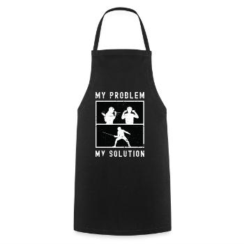 Escrimeur Mon problème Ma solution Pictogramme Papa Maman - Tablier de cuisine - noir - Devant - AI Model Male 185 dark (185cm)