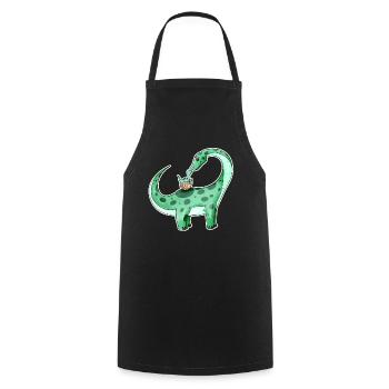 Dinosaure avec bébé dinosaure - Dino - Tablier de cuisine - noir - Devant - AI Model Male 185 dark (185cm)