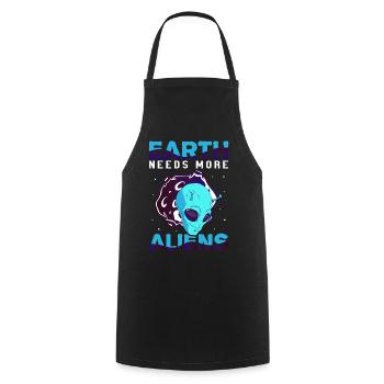 Alien, OVNI, UAP, Espace, Objet volant de l’espace - Tablier de cuisine - noir - Devant - AI Model Male 185 dark (185cm)