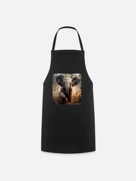 Elefanten realistic Elefant - Kochschürze - Schwarz