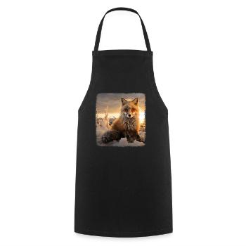 Foxes realistic fox - Cooking Apron - black - Front - AI Model Male 185 dark (185cm)