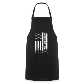 Best Doctor US Flag Emergency Doctor - Cooking Apron - black - Front - AI Model Male 185 dark (185cm)