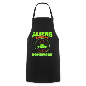 Alien, UFO, UAP, Space, Space Flying Object - Cooking Apron - black - Front - AI Model Male 185 dark (185cm)