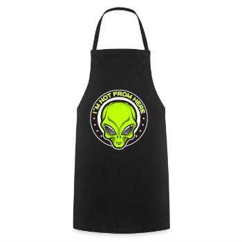 Alien, OVNI, UAP, Espace, Objet volant de l’espace - Tablier de cuisine - noir - Devant - AI Model Male 185 dark (185cm)
