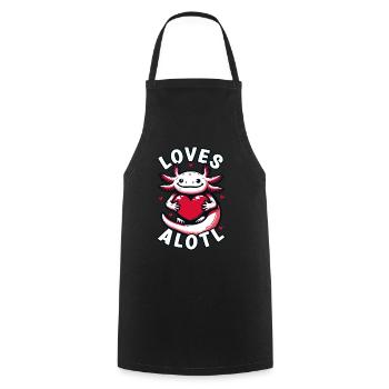 Saint Valentin coeur amour axolotl LOVESALOTL - Tablier de cuisine - noir - Devant - AI Model Male 185 dark (185cm)