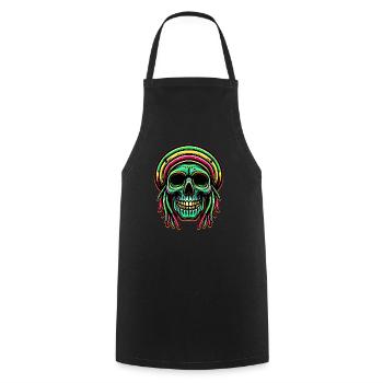 Reggae Crâne Décoration Figure Culture Rasta - Tablier de cuisine - noir - Devant - AI Model Male 185 dark (185cm)