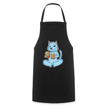 Chat à la bière - Tablier de cuisine - noir - Devant - AI Model Male 185 dark (185cm)