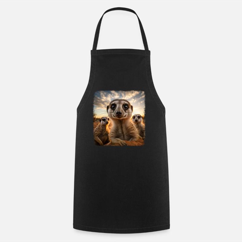 Meerkat realistic Erdmännchen - Kochschürze - Schwarz