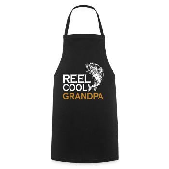 Grandpa Conquer Fishing Reel Cool - Cooking Apron - black - Front - AI Model Male 185 dark (185cm)