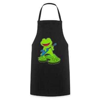 Frosch Musiker Gitarre Musik - Kochschürze - Schwarz - Vorne - AI Model Male 185 dark (185cm)