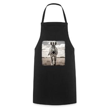Zebras realistic Zebra - Cooking Apron - black - Front - AI Model Male 185 dark (185cm)