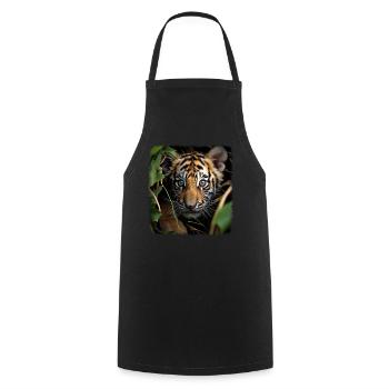 Tiger realistic baby tiger - Cooking Apron - black - Front - AI Model Male 185 dark (185cm)