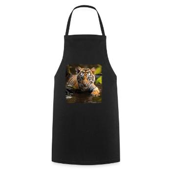Tiger realistic baby tiger - Cooking Apron - black - Front - AI Model Male 185 dark (185cm)