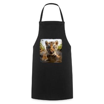 Tiger realistic baby tiger - Cooking Apron - black - Front - AI Model Male 185 dark (185cm)