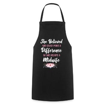 Nurse Midwife Birth Worker She - Kochschürze - Schwarz - Vorne - AI Model Male 185 dark (185cm)