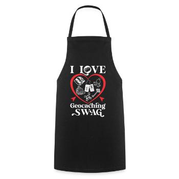 Ich liebe Geocaching Swag - Kochschürze - Schwarz - Vorne - AI Model Male 185 dark (185cm)