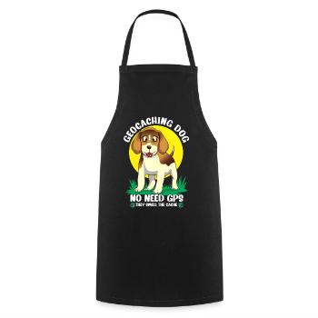 Geocaching dog no need GPS they smell the cache - Cooking Apron - black - Front - AI Model Male 185 dark (185cm)