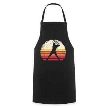 Baseball Sunset Silhouette - Cooking Apron - black - Front - AI Model Male 185 dark (185cm)