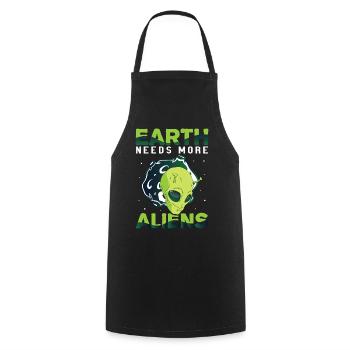 Alien, OVNI, UAP, Espace, Objet volant de l’espace - Tablier de cuisine - noir - Devant - AI Model Male 185 dark (185cm)