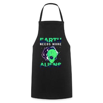 Alien, UFO, UAP, Space, Space Flying Object - Cooking Apron - black - Front - AI Model Male 185 dark (185cm)