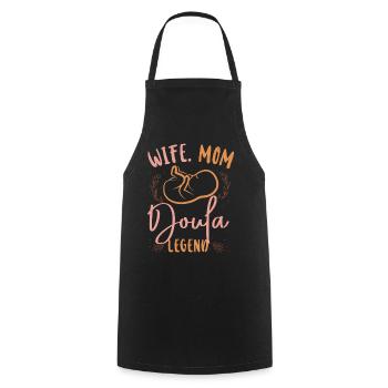 Doula accoucheuse maman femme. Maman. - Tablier de cuisine - noir - Devant - AI Model Male 185 dark (185cm)