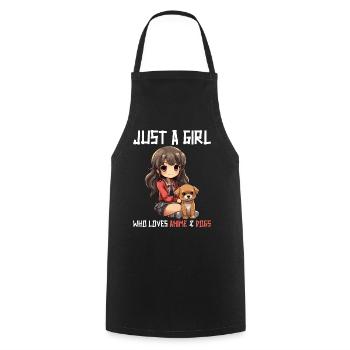 Kawaii Girl Anime Manga Fille et Chien - Tablier de cuisine - noir - Devant - AI Model Male 185 dark (185cm)
