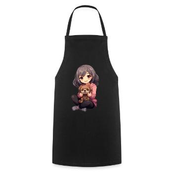 Kawaii Girl Anime Manga Fille et Chien - Tablier de cuisine - noir - Devant - AI Model Male 185 dark (185cm)