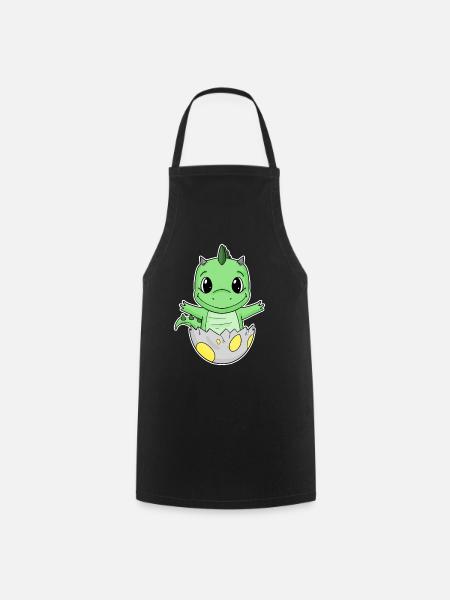 Dinosaurier Ei Dino Baby Motiv - Kochschürze - Schwarz