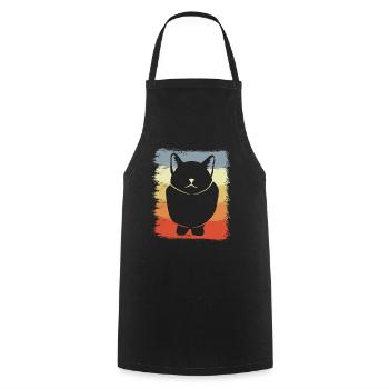 Chat Dessin Vintage Look - Tablier de cuisine - noir - Devant - AI Model Male 185 dark (185cm)