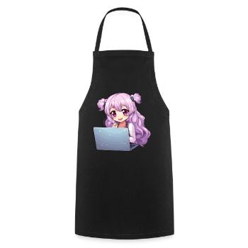 Kawaii Girl Anime and Gaming Anime Lover - Cooking Apron - black - Front - AI Model Male 185 dark (185cm)