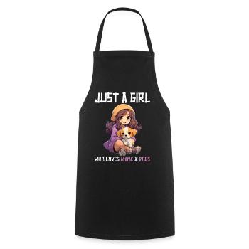Kawaii Girl Anime Manga Fille et Chien - Tablier de cuisine - noir - Devant - AI Model Male 185 dark (185cm)
