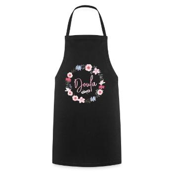 Doula Birth Worker Flower Doula - Cooking Apron - black - Front - AI Model Male 185 dark (185cm)