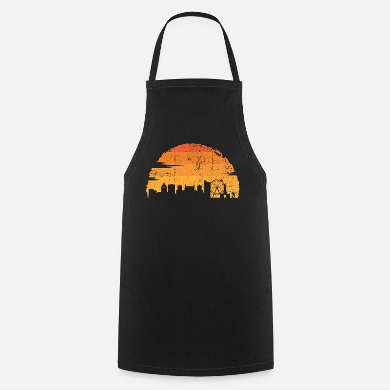Sunset Skyline Silhouette - Cooking Apron - black